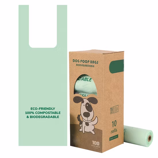 Dispensador de rollos de recarga, biodegradable, compostable, almidón de maíz, desechable, perfumado, ecológico, bolsa para excrementos de perros y mascotas